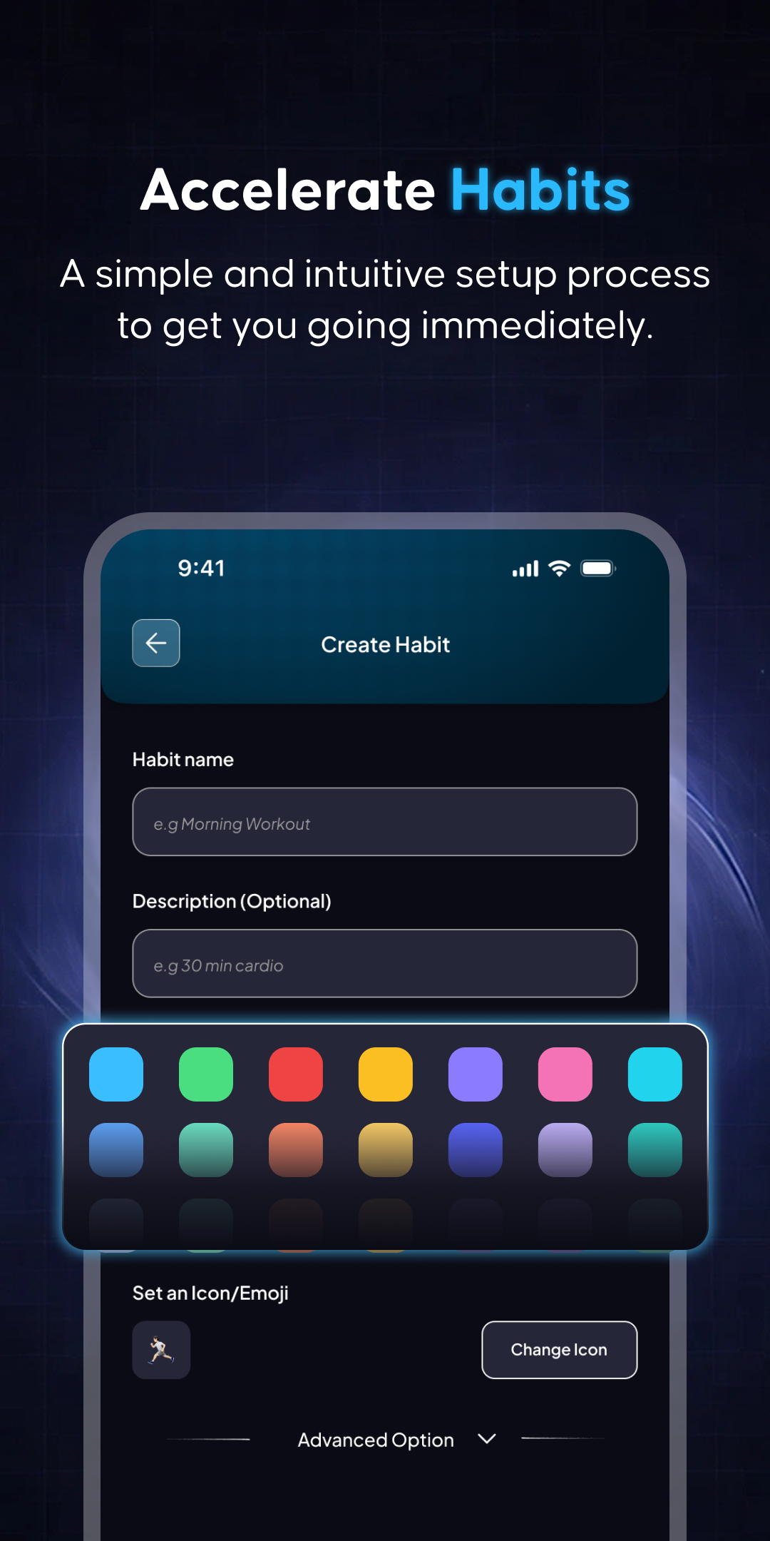 HabitBooster create habit screen.