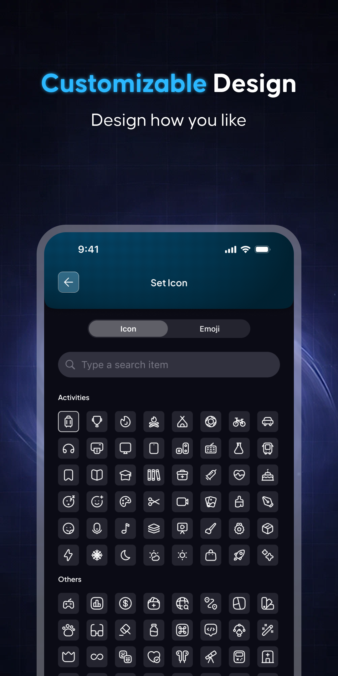 HabitBooster icon customization screen.